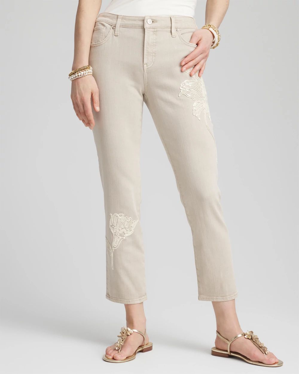 So Slimming® Sequin Girlfriend Cropped Jeans | Chico's